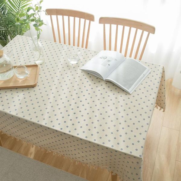 

print daisy table cover cloth dustproof plaid flowers tablecloths decor dining background with tassels banquet home
