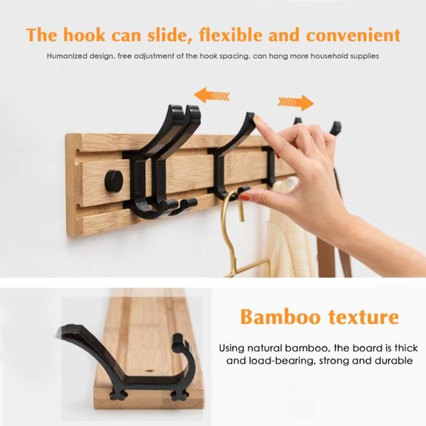 

hangers & racks 3/4/5 movable hooks hook wall mounted rack coat robe hat cloth hanging hanger holder non drill nail bathroom livingroom