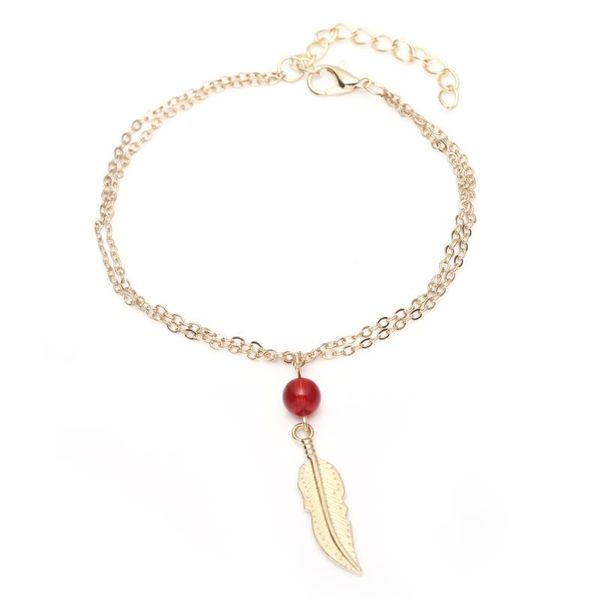 

anklets leaf women long chain leg bracelets fashion jewelry accesspries female beach ankle decorations stainless steel anklet, Red;blue