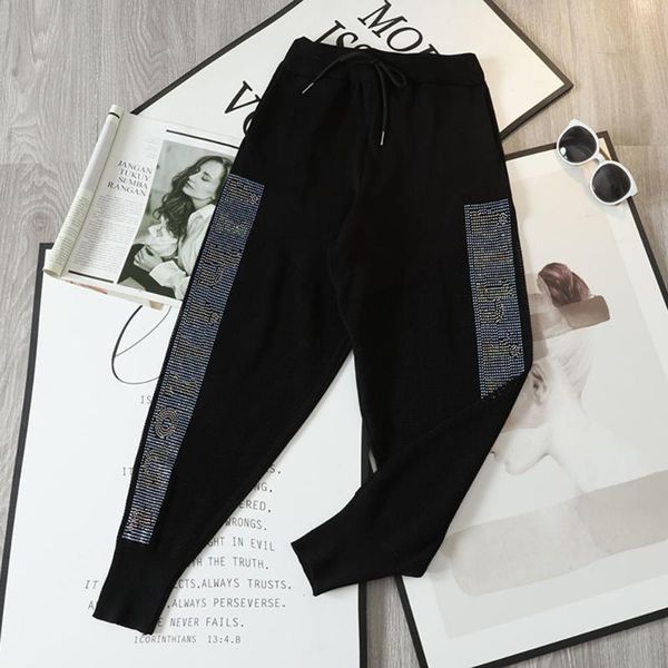 

women's pants & capris european heavy work drilling high waist casual women loose summer 2021 pant elastic black trousers, Black;white