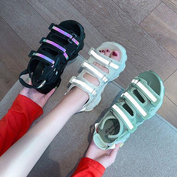 

dress shoes cool reflective elements paired with women's platform high heel sandals double polyurethane soles womans patchwork, Black