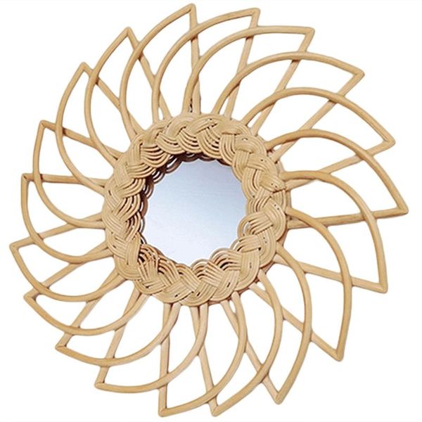 

mirrors rattan art decor flower frame makeup mirror dressing wall hanging bedroom