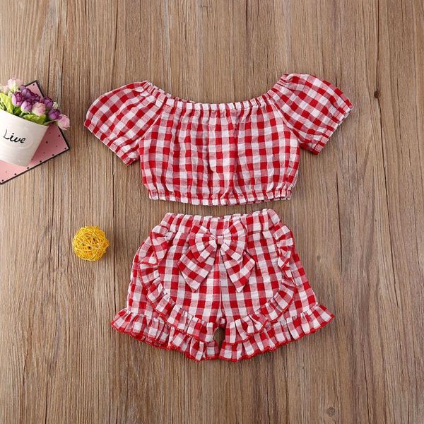 

clothing sets baby & children's 6m-4years 2pcs summer toddler girl clothes off shoulder ruffle bow shorts outfit, White