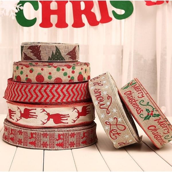 

party decoration 1 roll 200cm linen christmas gift box decorations ribbons supply xmas bow ribbon tree favors
