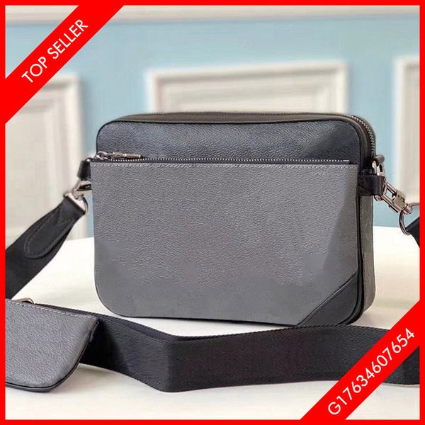 

5a men's bags leather fashion classic zipper messenger bagss printed black single shoulder crossbody bag with box