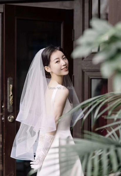 

bridal veils two layer sweet tulle wedding elbow length with comb, Black