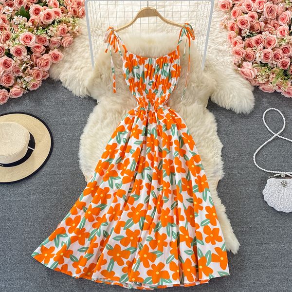 

summer floral dress women beach party spaghetti strap vestidos elegant casual female slash neck draped robe 2021 newswimwear bathing su, Black;gray
