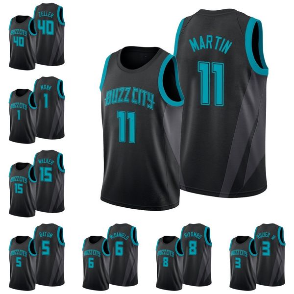 

charlotte hornets men bismack biyombo cody martin cody zeller kemba walker malik monk jalen mcdaniels jersey, Black