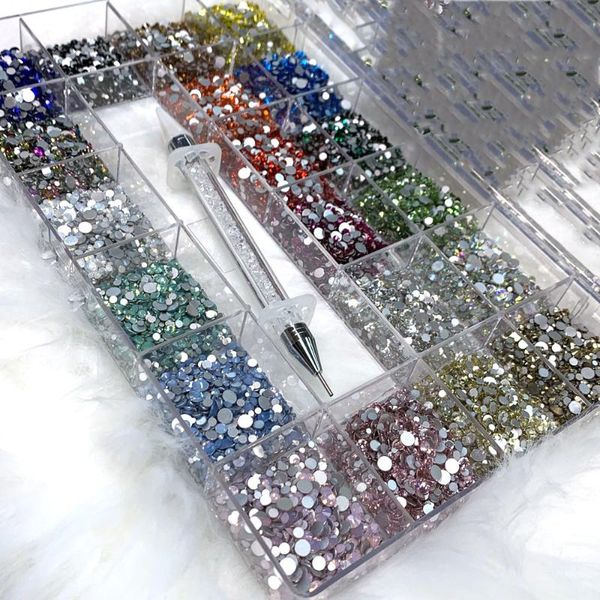 

nail art decorations ss3-ss20 mix (720pcsx20) non fix flatback rhinestones for round 3d decoration gemstones&*&, Silver;gold
