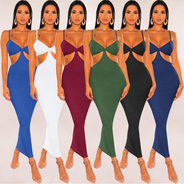 

long dresses for women 2021 irregular backless nightclub dress hollow out sleeveless spaghetti strap evening party clothing casual, Black;gray