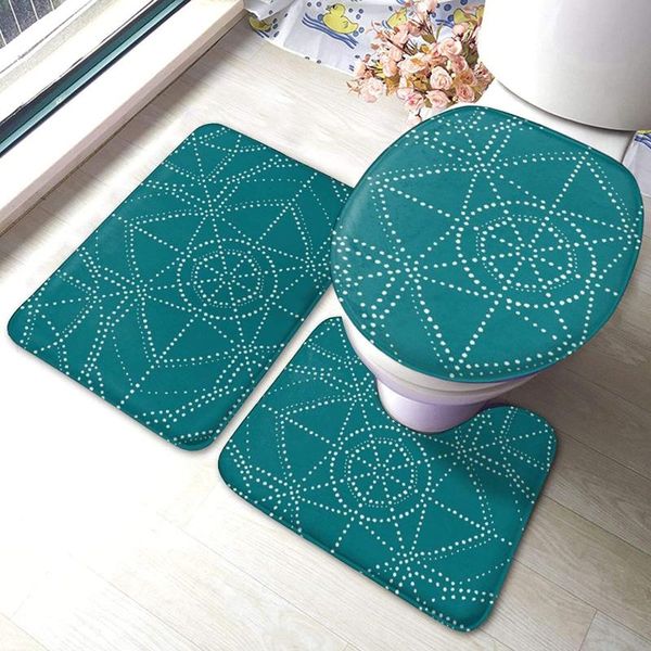 

bath mats art deco teal floral bathroom mat sets 3 piece set rugs memory foam toilet seat cover lid