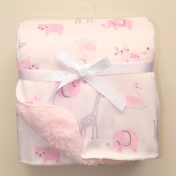 

baby blankets thicken double layer cartoon fleece infant swaddle bebe envelope stroller wrap born bedding blanket 210823