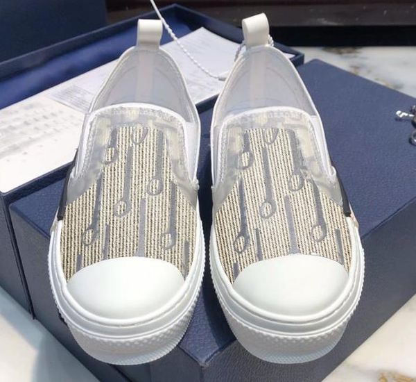 

luxury designer shoe women men sneakers b23 canvas shoes lace up oblique embroidery low platform with box size 35-44, Black