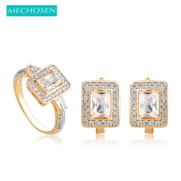 

earrings & necklace mechosen european us superior ol disposition ring jewelry sets pure square cubic zirconia english hook brinco hippie, Silver