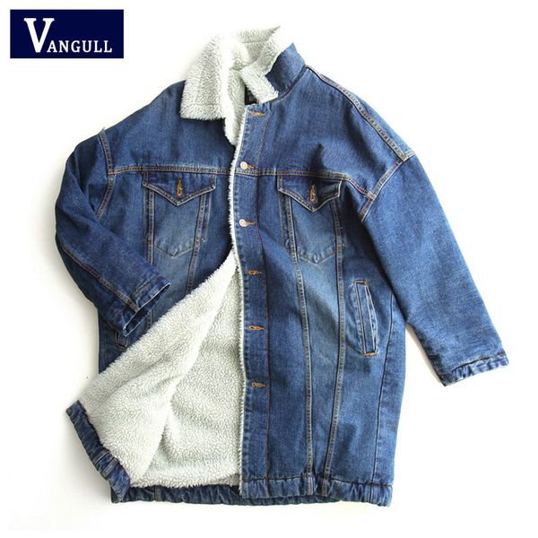 

vangull fur warm winter denim jacket new fashion autumn wool lining jeans coat women bomber jackets casaco feminino 200919, Black;brown