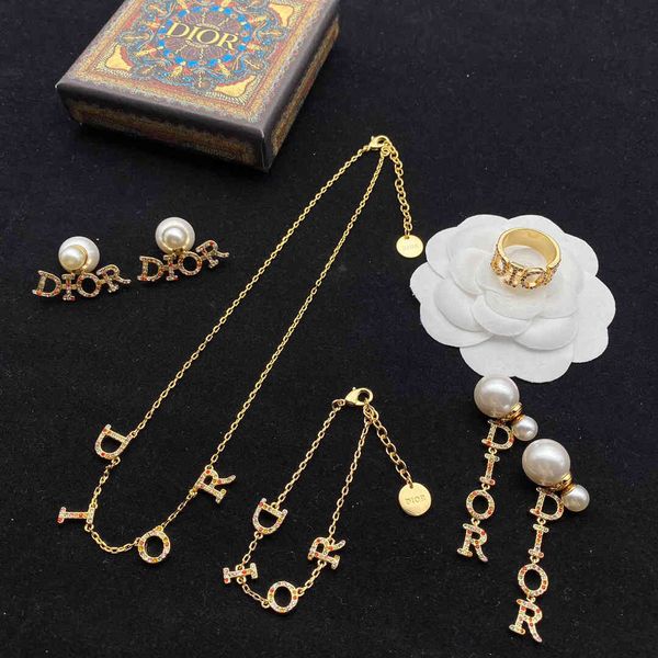 

design jewelry / house set of super gentle fashion very able for summer letter color diamond suit, Silver