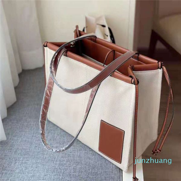 

designer- canvas splicing leather tote bags fashion ladies large-capacity shopping bag mommy bag women handbag shoulder bag
