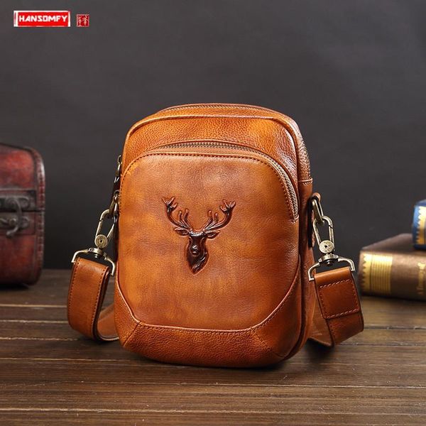 

waist bags genuine leather men chest bag men's messenger shoulder large capacity mobile phone sports leisure small
