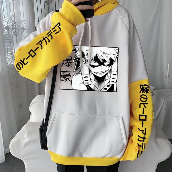 

men's hoodies & sweatshirts anime my hero academia bakugou katsuki men women clothes harajuku casual winter streetwear goth sweatshirt, Black