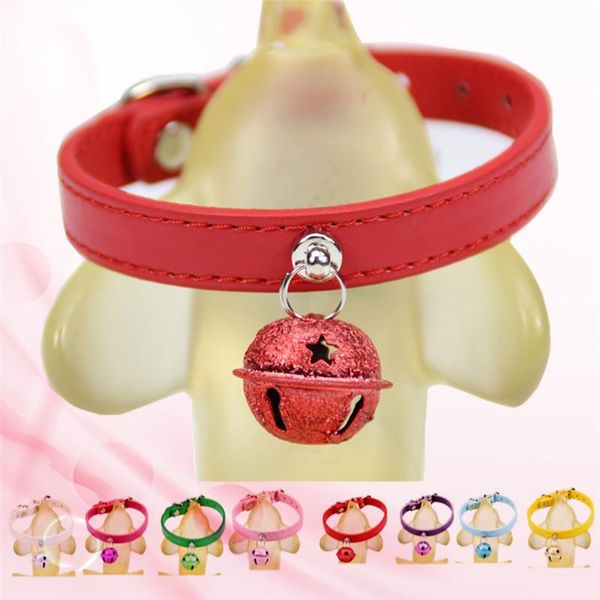 

dog collars & leashes leather small medium large cat collar with bell adjustable kitten straps puppy necklaces chihuahua pet supplies