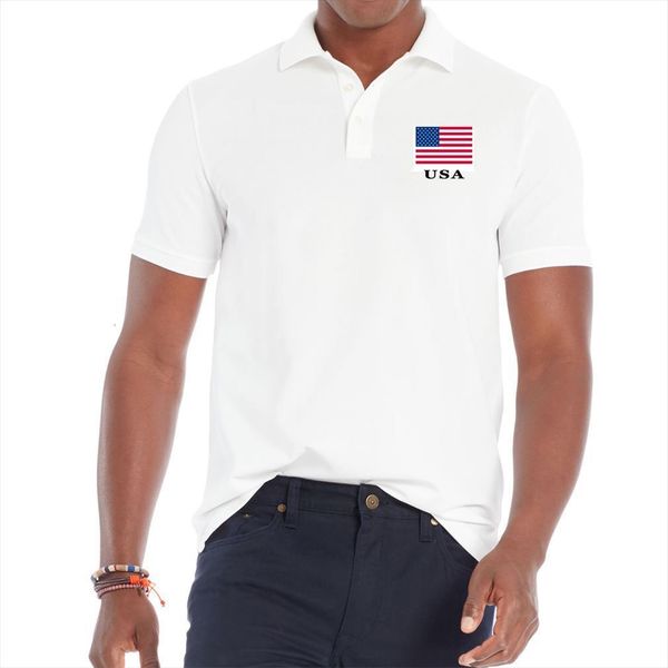 

short sleeve turndown collar mens polo shirt usa national flag printing breathable summer soft and comfortable tee s 2xl, White;black