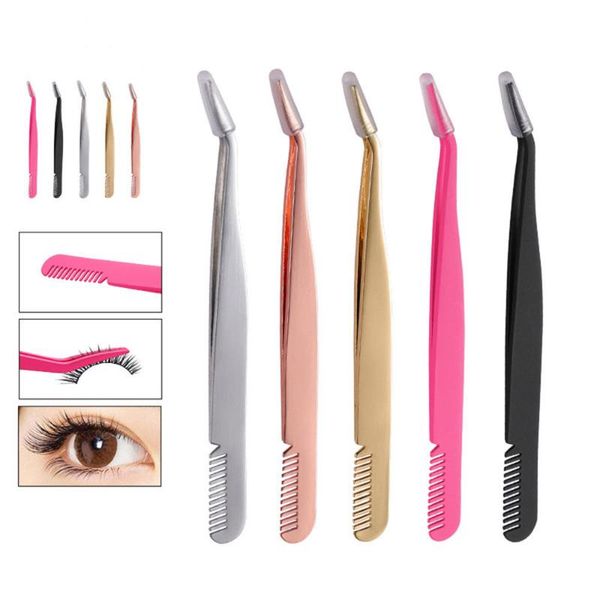 

eyebrow tools & stencils eyelash tweezers stainless steel professional fan lash tweezer comb makeup 3d volume extension face beauty