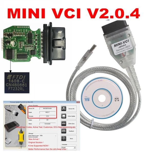 V16.00.017 FT232RL Ferramenta de Detecção real V2.0.4 VPW Mini Firmware VCI J2535 Suporte para Toyota Techstream Ferramentas de diagnóstico