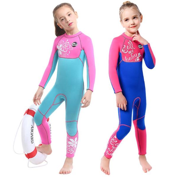 

discount 3mm neoprene girls' one-piece scuba wetsuit long-sleeve diving suit swimwear for surfing swimming snorkeling keep warm suits