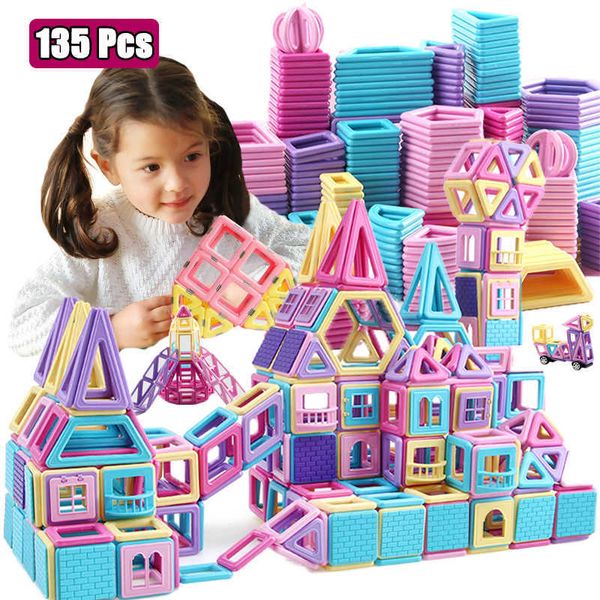 135pcs tamanho grande designer magnético conjunto de construção modelo de construção de brinquedo imans blocos magnéticos brinquedos educativos para crianças q0723