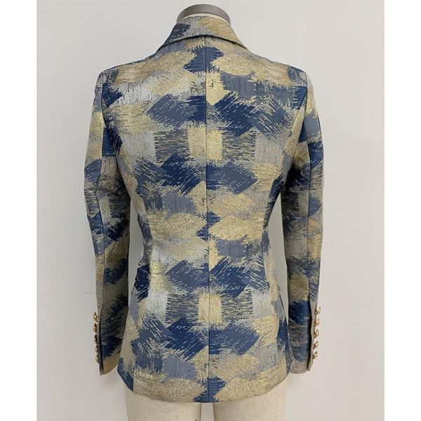 

women's suits & blazers stylish 2021 designer blazer women's lion buttons double breasted colo block jacquard jacket outer w, White;black