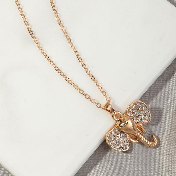 

pendant necklaces personality inlaid colored diamonds cute elephant necklace men women fashion jewelry crystal animal, Silver