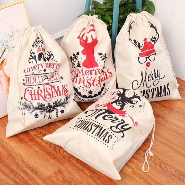 

5 styles christmas gift bags 2018 new christmas bag drawstring bag with reindeers santa claus sack bags for santa sack kid bag
