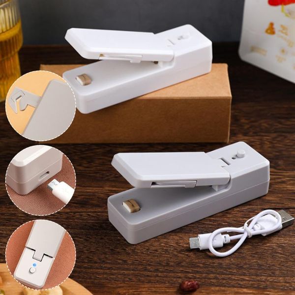 

bag clips 2 in 1 mini & cutter portable handheld usb charging sealing machine with magnetic base for chip bags food storage