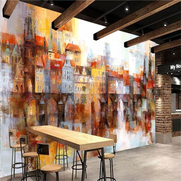 

wallpapers custom 3d wall mural po wallpaper oil painting of color building contact paper for living room tv sofa backdrop