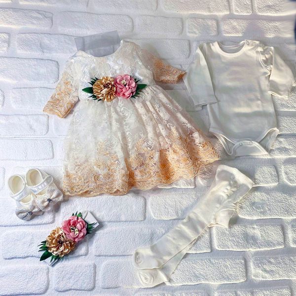 

girl's dresses 5 pieces babyshower party special occaion clothing set costume for baby girl white pink 1026, Red;yellow