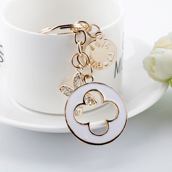 

creative simple four-leaf clover keychain flowers key chain car key ring female bag charm pendant fashion tassels keyrings, Silver