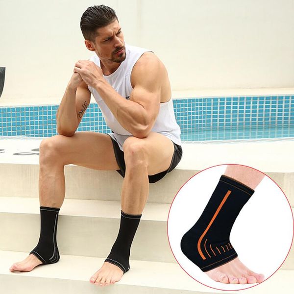 

ankle support elastic sports foot brace guard shin protector feet gear, Blue;black