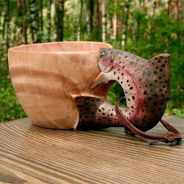 

other bird supplies creative animal wooden cup portable hand-carved camping water botter beer tea coffee milk scandinavian drinkware