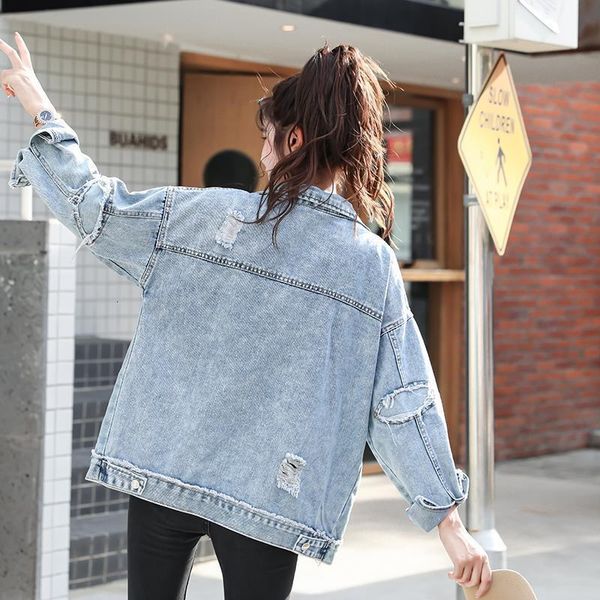 

women's jackets jacket jeans punctured hong kong style, jacket female spring and autumn quib, Black;brown