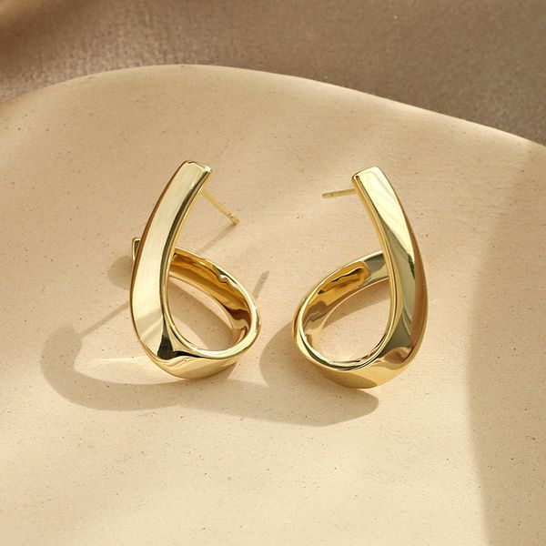 

and simple advanced cold wind s925 silver needle earrings ear accessories temperament earrings women's net red, Golden