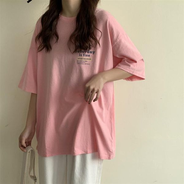 

female korean harajuku loose letter print vintage tshirt women's t-shirts japanese kawaii ladies ulzzang clothes for women t-shirt, White