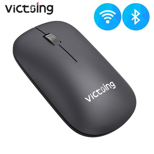 

victsing pc269 bluetooth and 2.4g computer mouse silent click metal scroll wheel 5 level dpi ultra slim portable mice