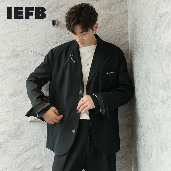

iefb men's wear spring blazers black small suit coat for male letter embroidery fashion loose casual suit korean 9y3177 210524, White;black
