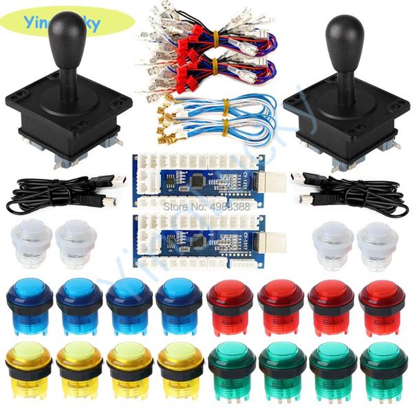

game controllers & joysticks 2 player arcade cabinet joystick kit for 5v led illuminated buttons american to usb encoder pc/mame/raspberry p