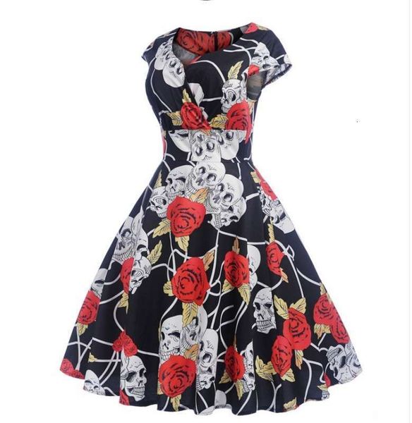 

s50 dresses hepburn casual waist down dress, Black;gray