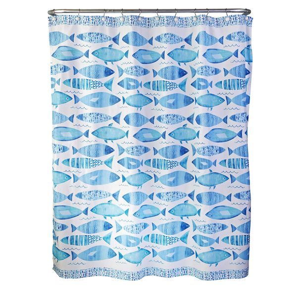 

fish mosaic shower curtain, blue