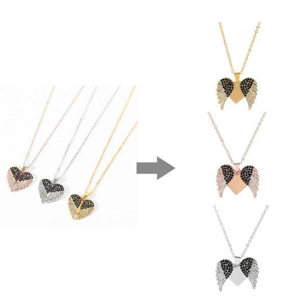 

pendant necklaces 2021 s fashion ladies accessories gold-plated micro-inlaid bricks can be opened heart-shaped necklace jewelry, Silver