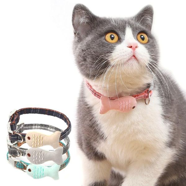 

cat collars & leads pet collar plush fish decor adjustable kitten necklace cute accessories dorakitten