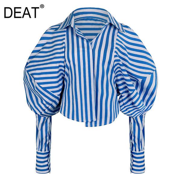 

spring and turn-down collar full sleeves striped single breasted shirt female blouse wn23705l 210421, White