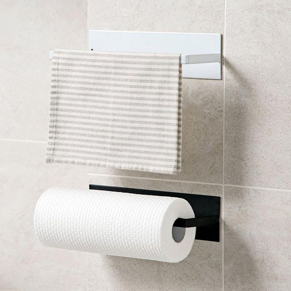 

toilet paper holders towel storage holder kitchen roll rack punch-tissue self-adhesive plastic-wrap organizer racks